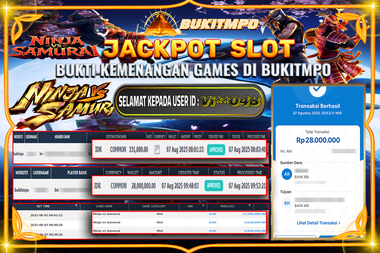 BUKITMPO JACKPOT NINJA VS SAMURAI Rp.28.000.000,- LUNAS